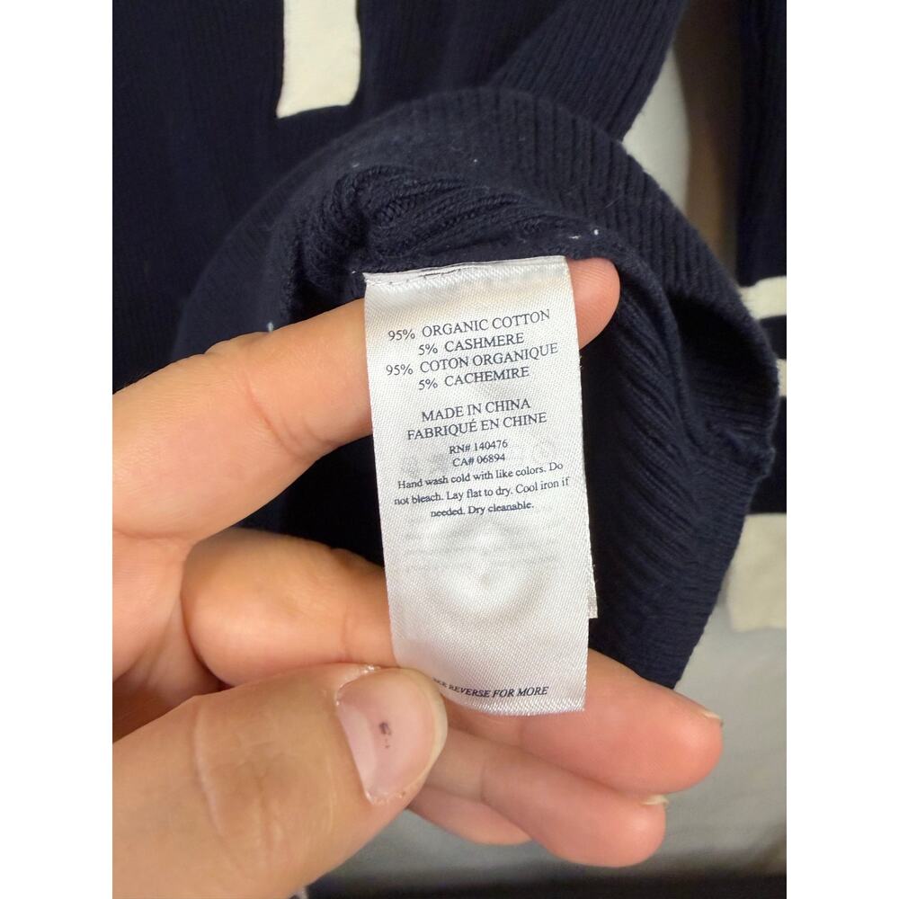Faherty Mikki Henley Coastal Colorblock Navy and White Long Sleeve Top Small - Picture 4 of 6